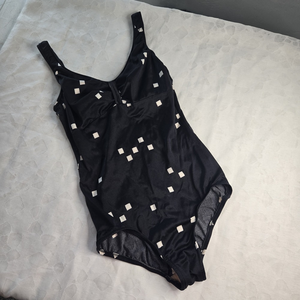 Vintage 70s/80s Maxine of Hollywood Black & White Squares One Piece Swimsuit